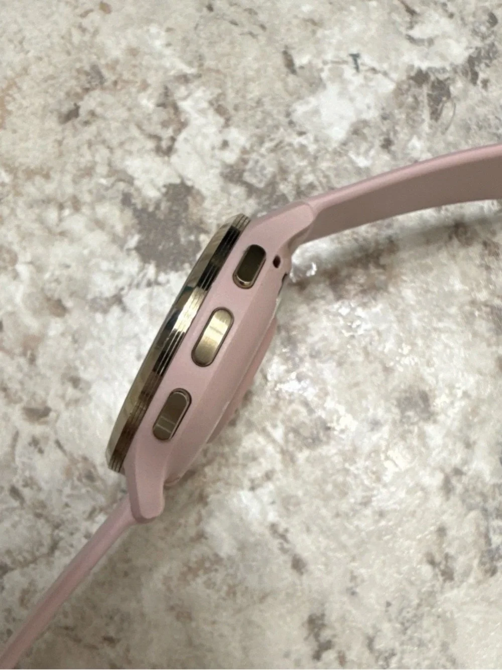 Garmin Venu 3sPink Silicone Smartwatch with Gold Bezel